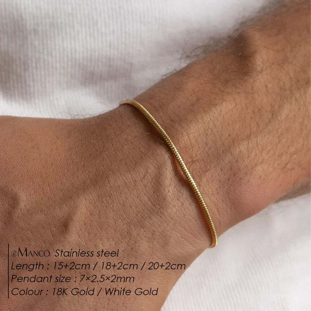 18k Gold Plated Chain Bracelet Man Luxury Stainless Steel