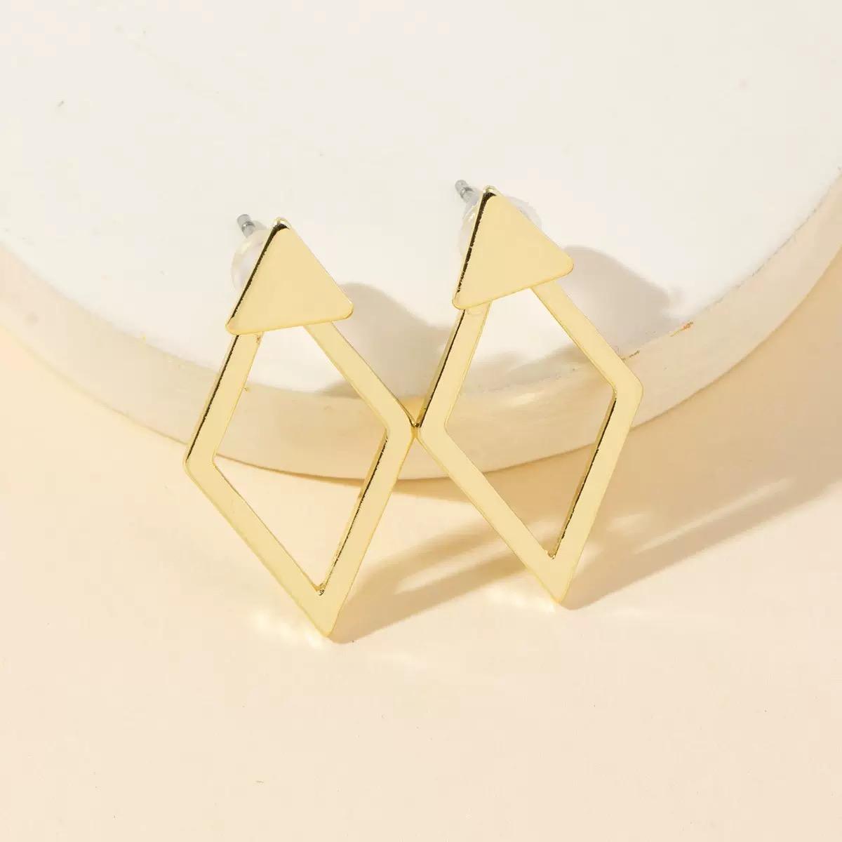 European Simple Geometric Diamond Hollow Earrings Double-layer High-end Design Stylish Female Earrings