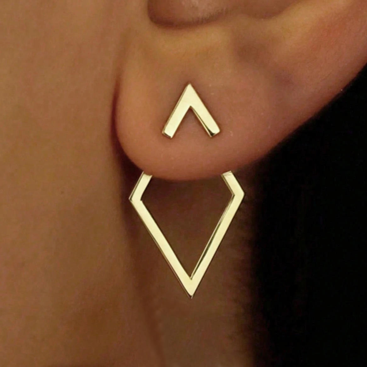 European Simple Geometric Diamond Hollow Earrings Double-layer High-end Design Stylish Female Earrings