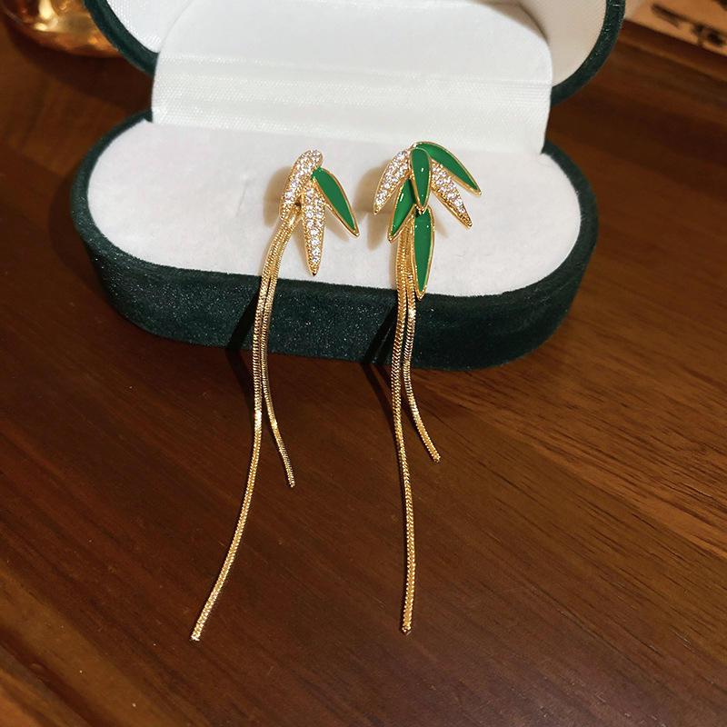 Green Leaf Rhinestone Crystal Jewelry