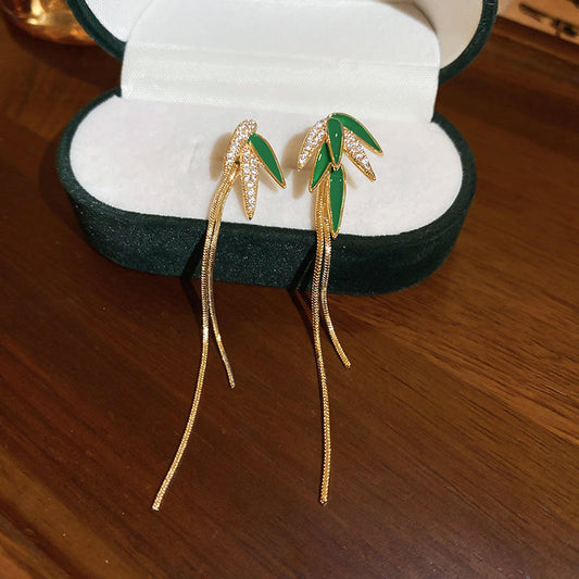 Green Leaf Rhinestone Crystal Jewelry