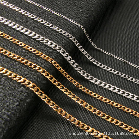 Non Tarnished Waterproof Hip Hop Gold Plated Stainless Steel Rose Gold Cuban Link Chains Necklace Jewelry for Men