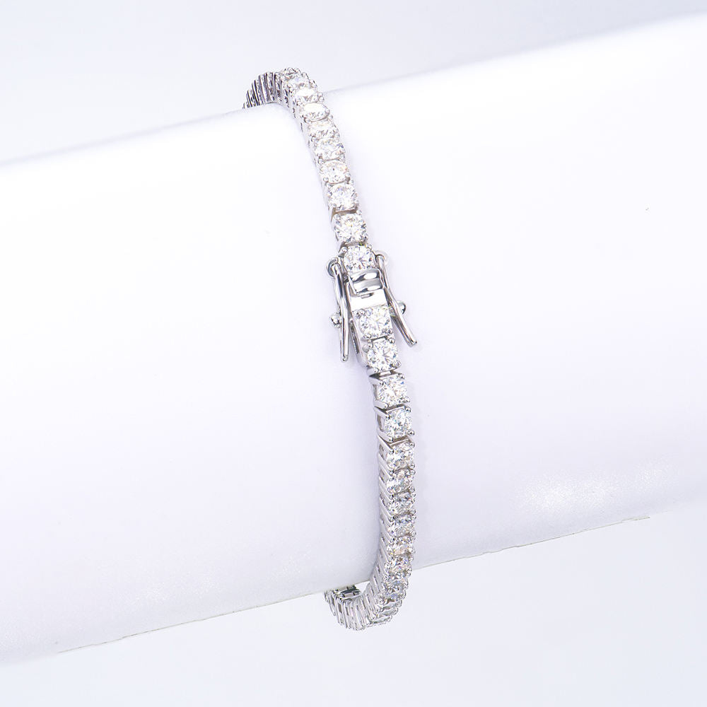 Silver Fine Jewelry 4*4mm Heart-Shaped DEF 17cm Shiny Classic Style Fashionable Mossanite Moissanite Diamond Tennis Bracelet
