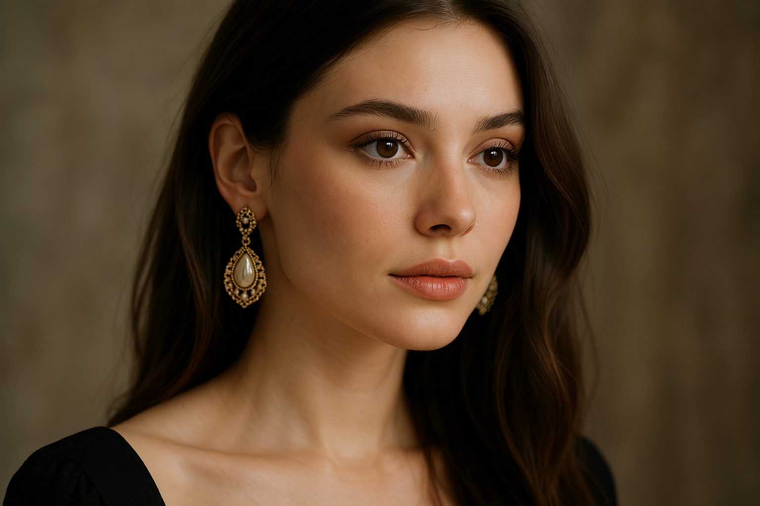 a girl wearing earrings